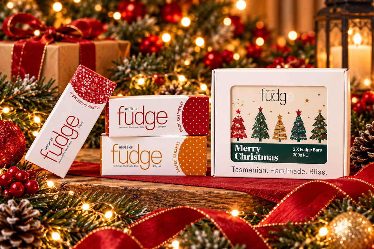 Christmas Gift Box - 3 Fudge Christmas Trees